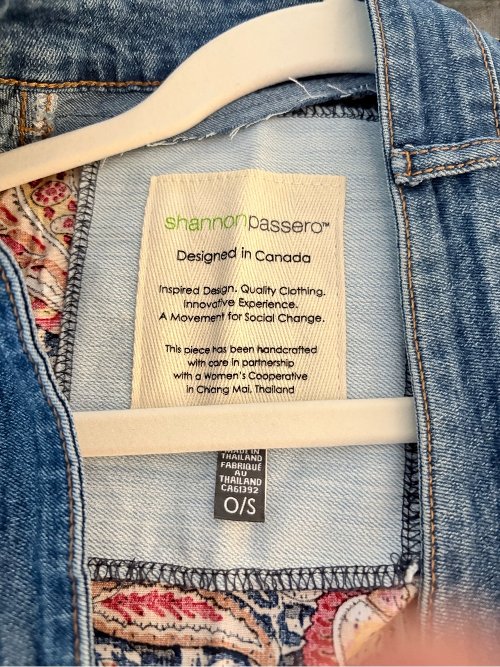 Boho Patchwork Kimono Coat with Denim Trim - Picture 3 of 3